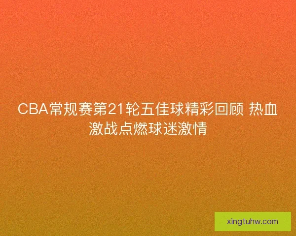 CBA常规赛第21轮五佳球精彩回顾 热血激战点燃球迷激情