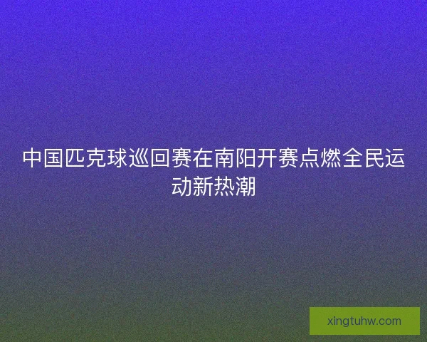 中国匹克球巡回赛在南阳开赛点燃全民运动新热潮